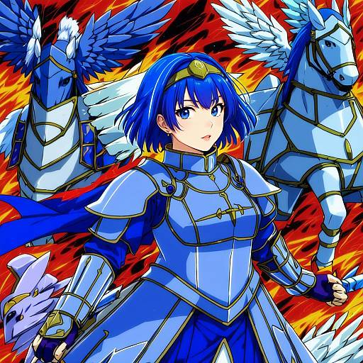 Illustration of Catria (fire emblem), fire emblem in the style of Racchi.