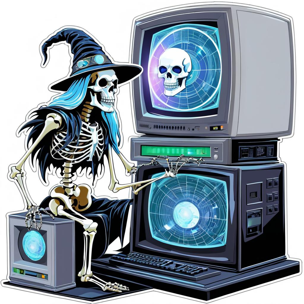 Detailed Vector Art of Wizard Skeleton