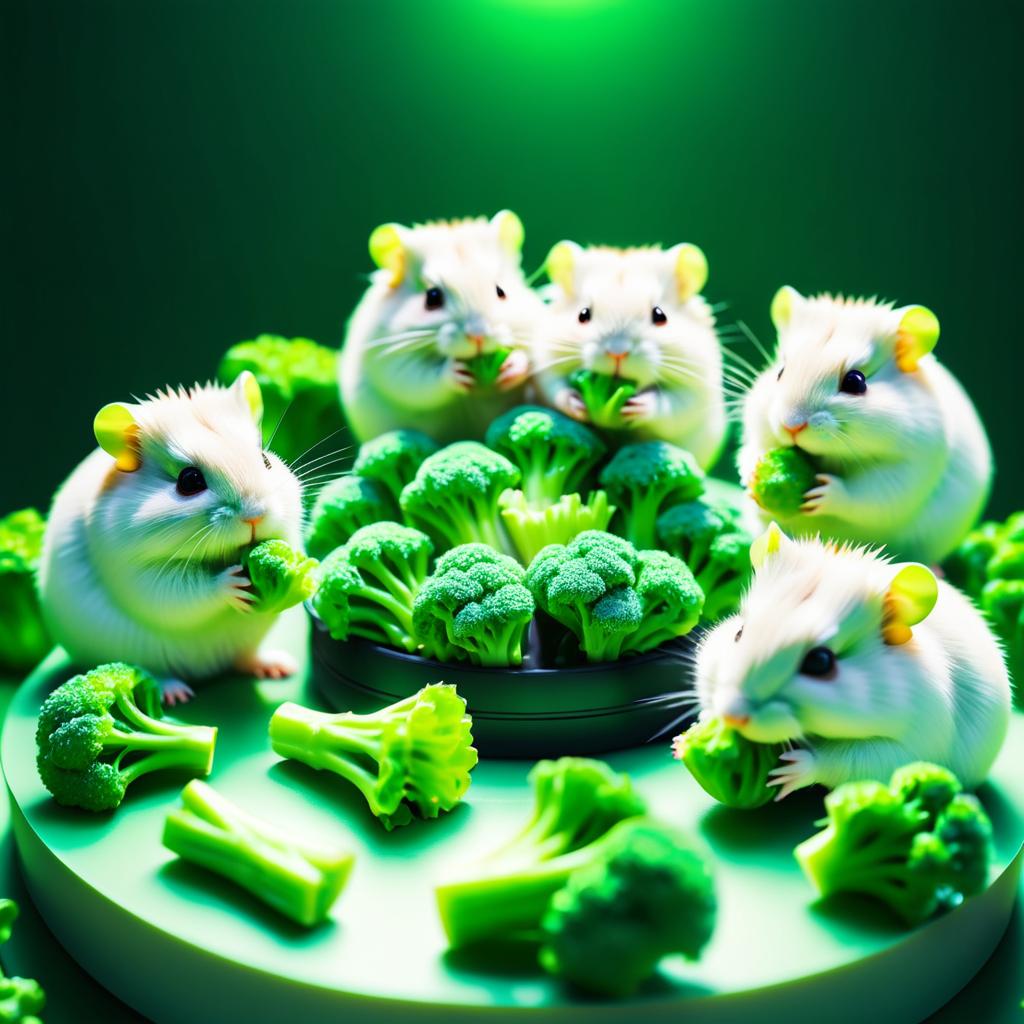 Glam Rock Hamsters Dining on Broccoli