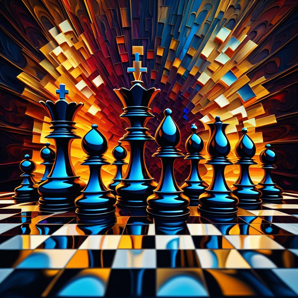 Elegant Impasto Chess Game Artwork