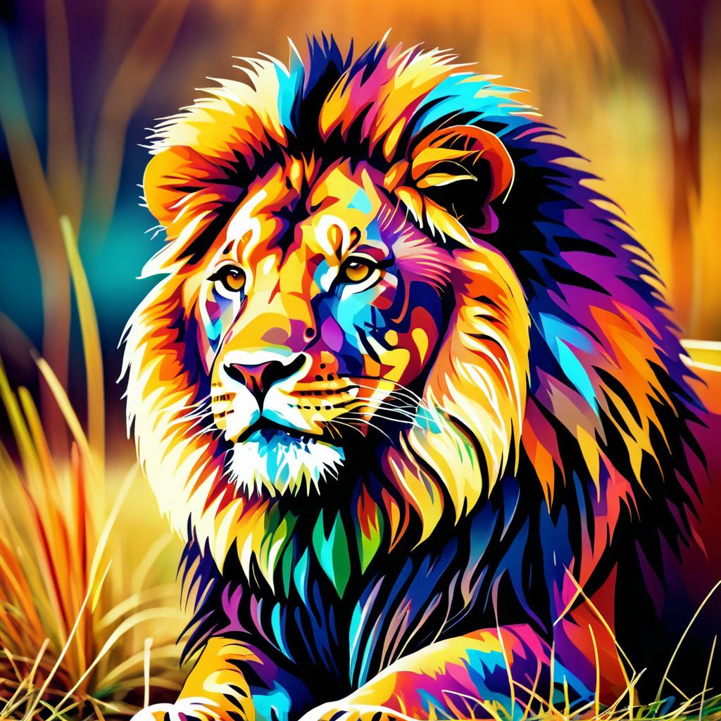 Vibrant Surreal Lion in Kodachrome Style