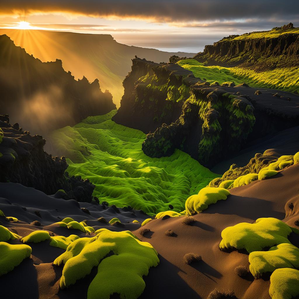 Dramatic Volcanic Landscape at Sunset