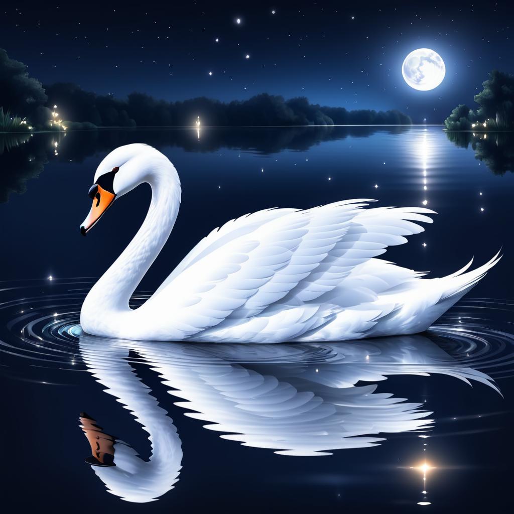 Tranquil Swan Portrait at Night