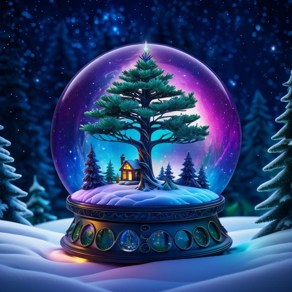 Mystical Fir Tree in Glowing Sphere