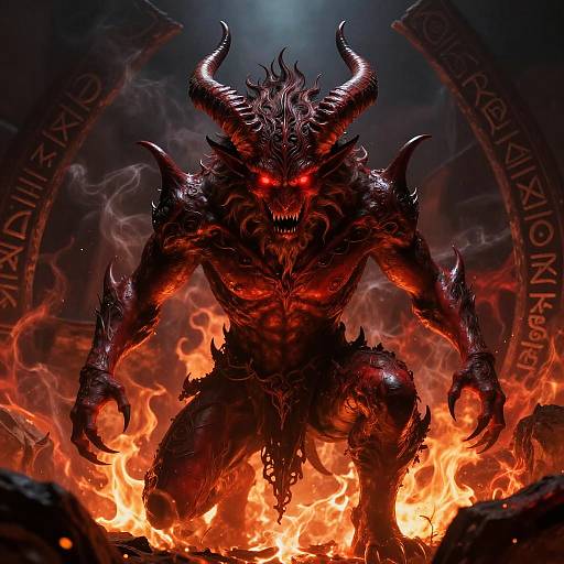 Fiery Red Demon in Gothic Flames