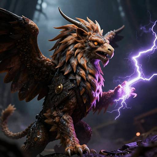 Realistic Griffin and Lightning Mage