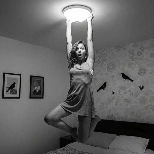 Dramatic Black-and-White Bedroom Scene