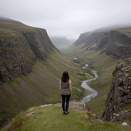 Woman Overlooking Misty Corrieshalloch Gorge