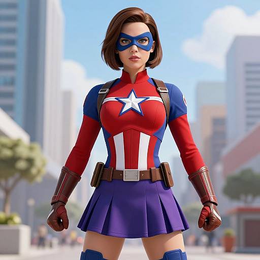 Female Captain America in Stylized Costume