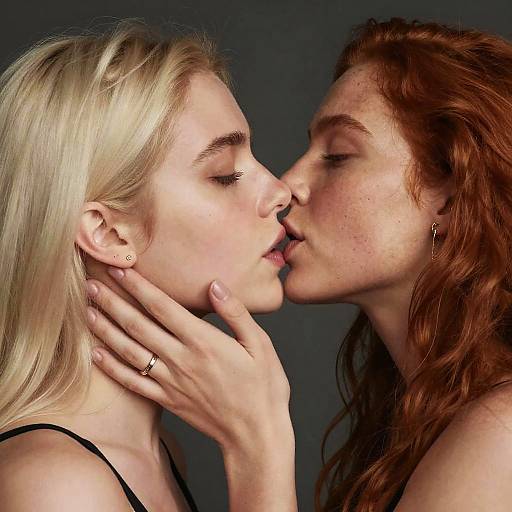 Hyper-Realistic Lesbian Kiss Portrait