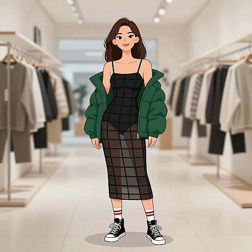 Urban Chic Woman in Sheer Dress