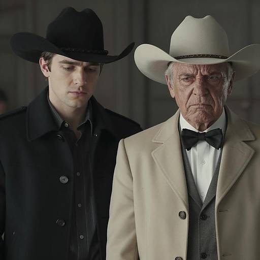 Portrait of Two Cowboys in Dark Setting