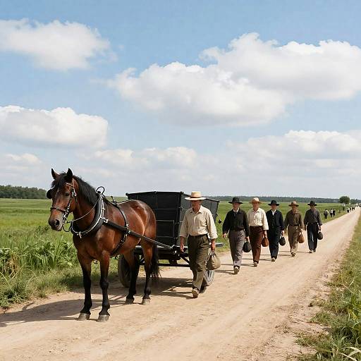 19th Century Rural Scene with Horse and Cart