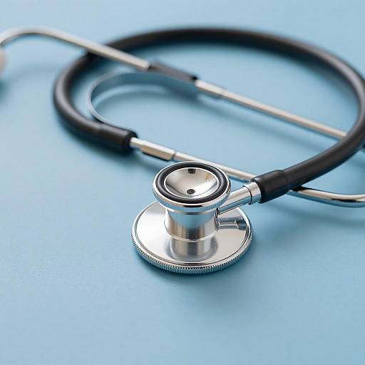 Elegant Silver Stethoscope on Blue Surface