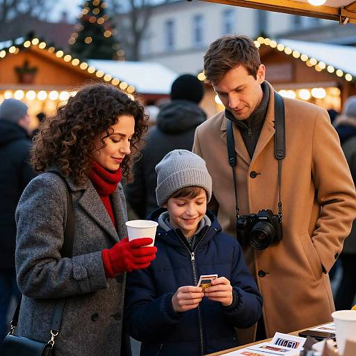 Family Enjoying Christmas Market