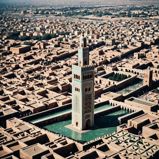 Aerial View of Koutoubia Mosque and Marrakech