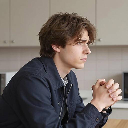 Serious Young Man in Profile View