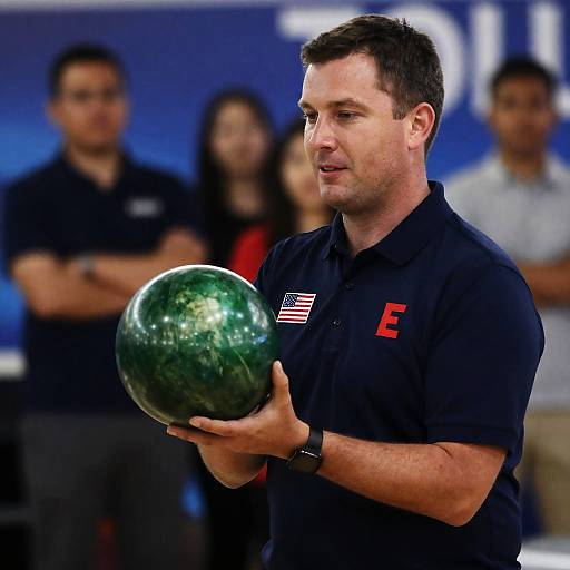 Man with Bowling Ball in Dim Lighting