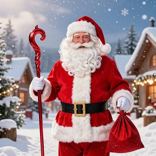 Joyful Santa Claus in Festive Winter Scene