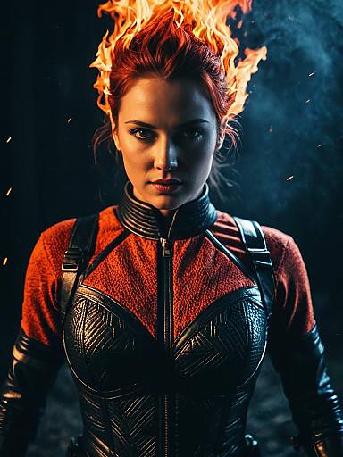 Cinematic Powerful Lavagirl Fiery Portrait