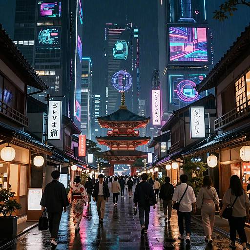 Futuristic Japanese Cyberpunk Cityscape