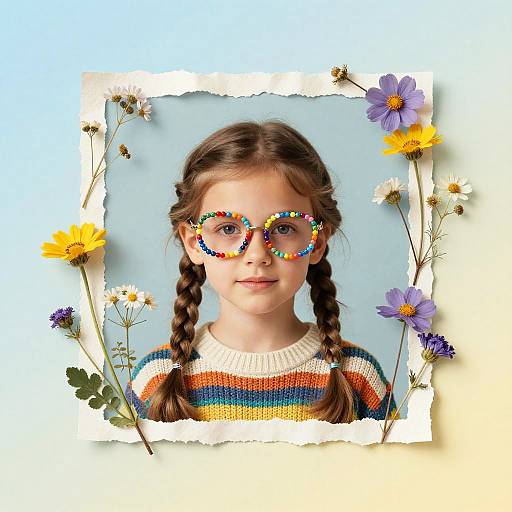 Colorful Child Portrait with Wildflowers