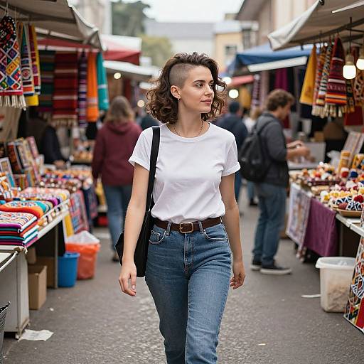 Woman with Faux Hawk in Market