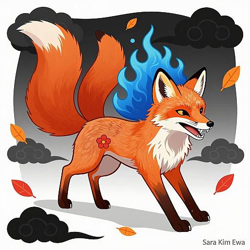Majestic Nine-Tailed Fox in Motion