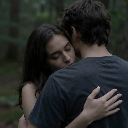 Intimate Embrace in a Forest Setting