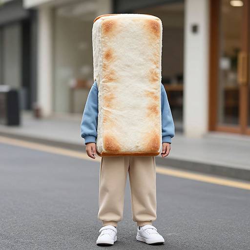 Boy in Sandwich Costume on Street