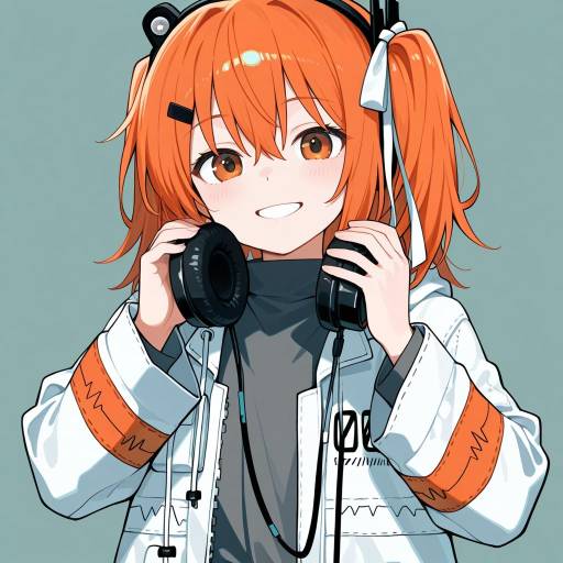 Cheerful Girl with Aqua Hair and Headphones