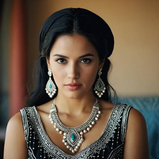 Moroccan Woman in Traditional Dress and Jewelry