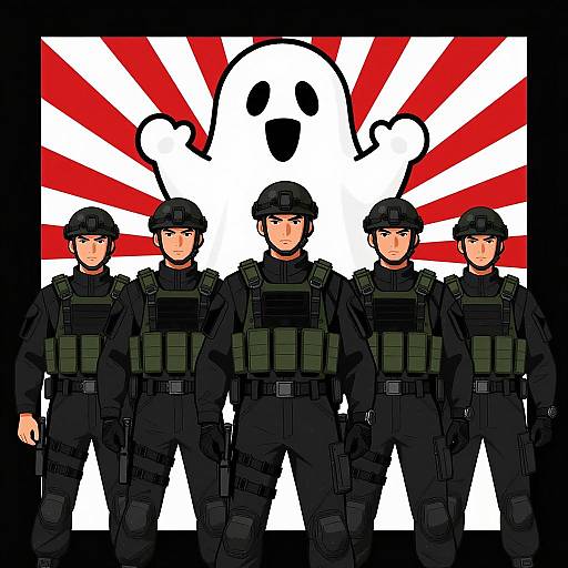 Tactical Soldiers with Cheerful Ghost