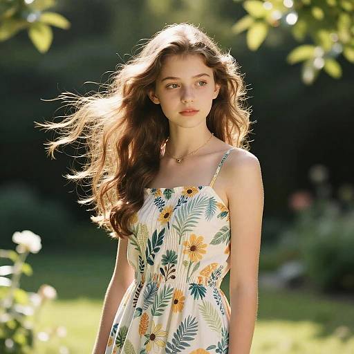 Sunlit Garden Teen with Windswept Hair