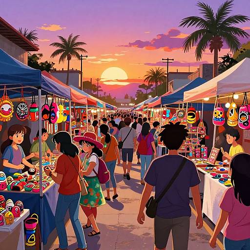 Vibrant Mexican Anime Street Market