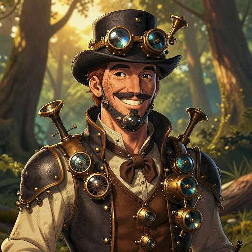 Steampunk Inventor Portrait in Forest