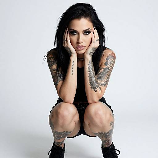 Tattooed Woman with Intense Gaze