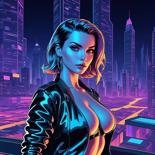 Futuristic City Woman in Black Outfit
