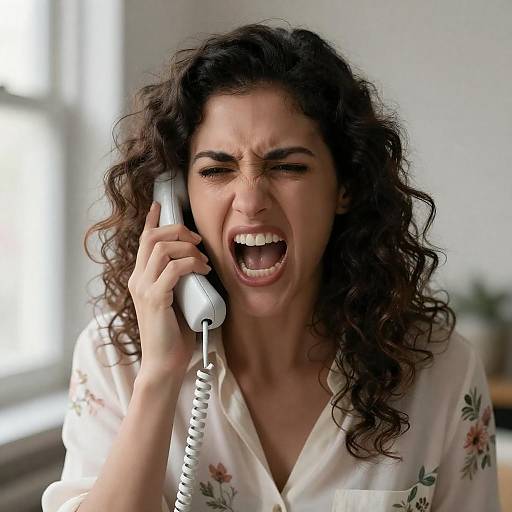 Intense Emotion: Woman with Phone and Frustration