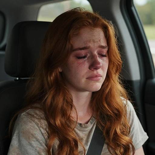 Realistic Sad Girl with Red Hair