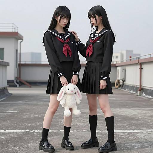 Intense Rooftop Encounter in Uniform