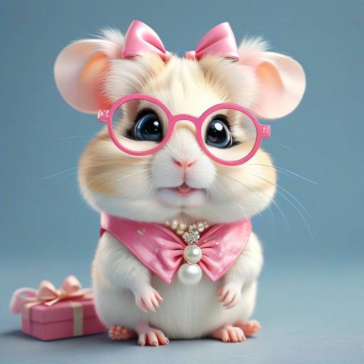 Charming Cartoon Hamster with Glasses