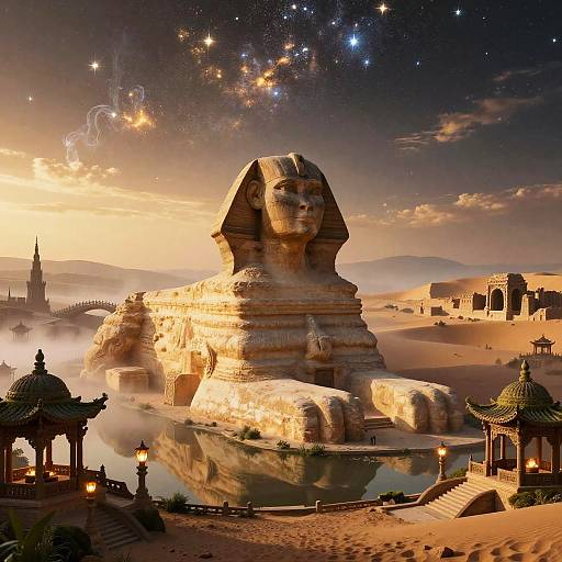 Enormous Stone Sphinx at Sacred Oasis