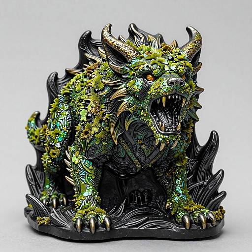 Detailed Gothic Thrashing Mossdog Trinket