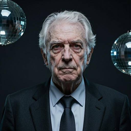 Serious Old Man in Black Suit