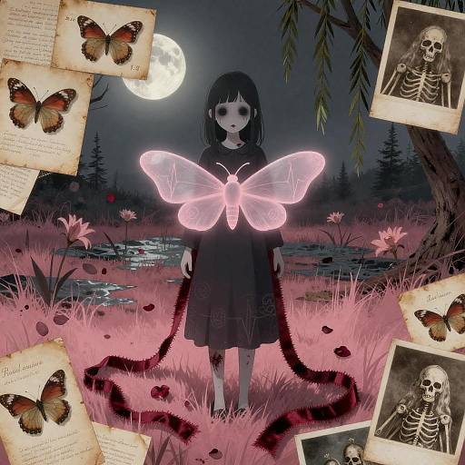 Moonlit Undead Girl in Rose Marsh