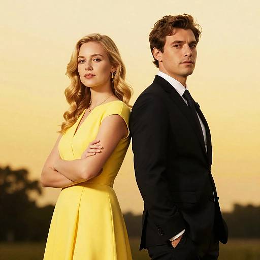 Back-to-Back Portrait in Yellow Sky