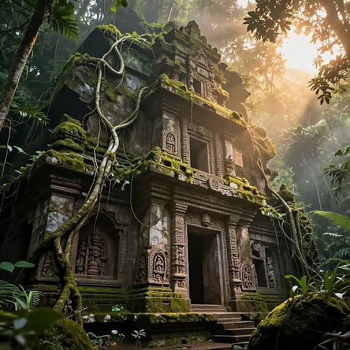 Ancient Mountain Temple in Jungle