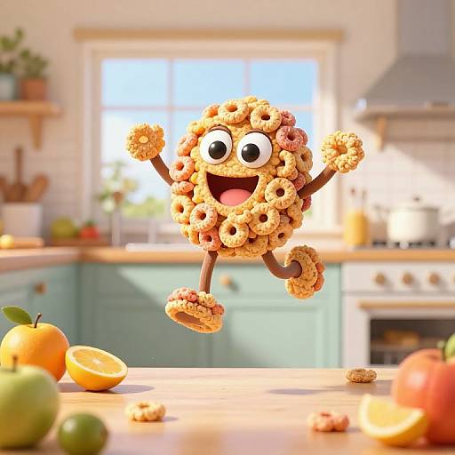Joyful Cheerio Character in Sunny Kitchen