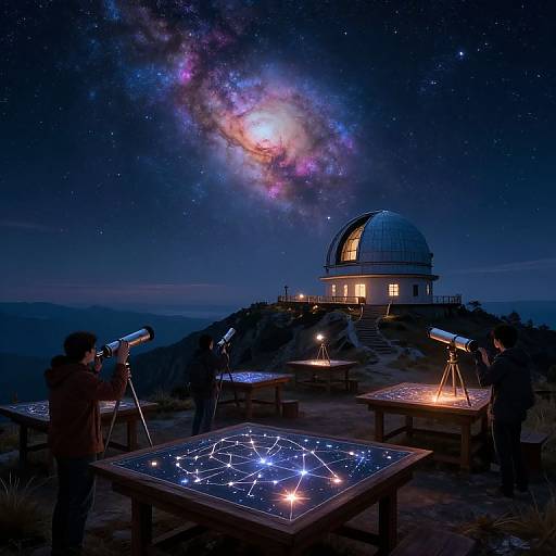 Celestial Observatory Stargazing Night Scene
